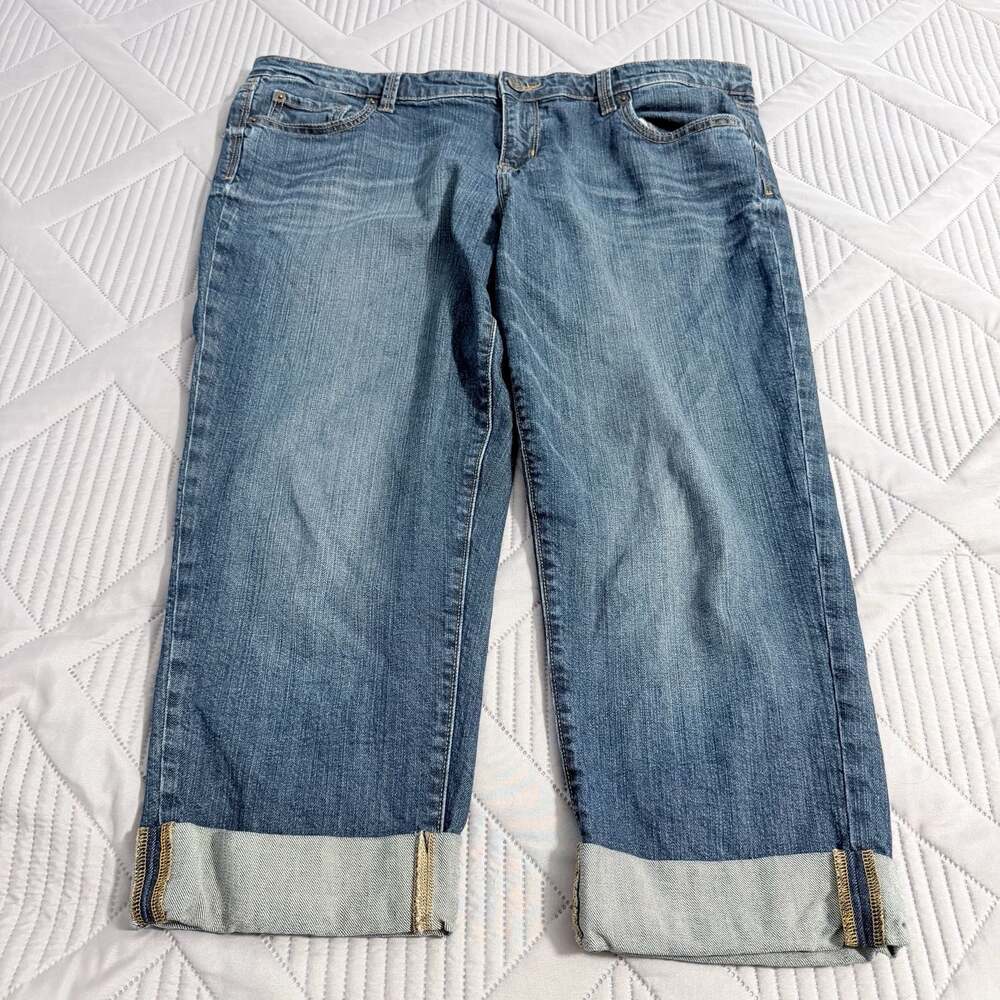 Gap Straight Crop Cuffed Jeans Medium Wash Women's US 18/34R